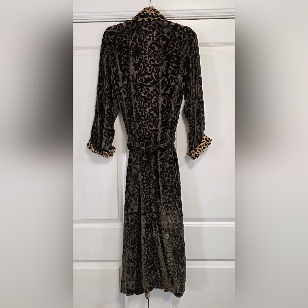 Vintage Original J. Wilde Design Burnout Velvet Leopard Print Robe Duster - Picture 5 of 9